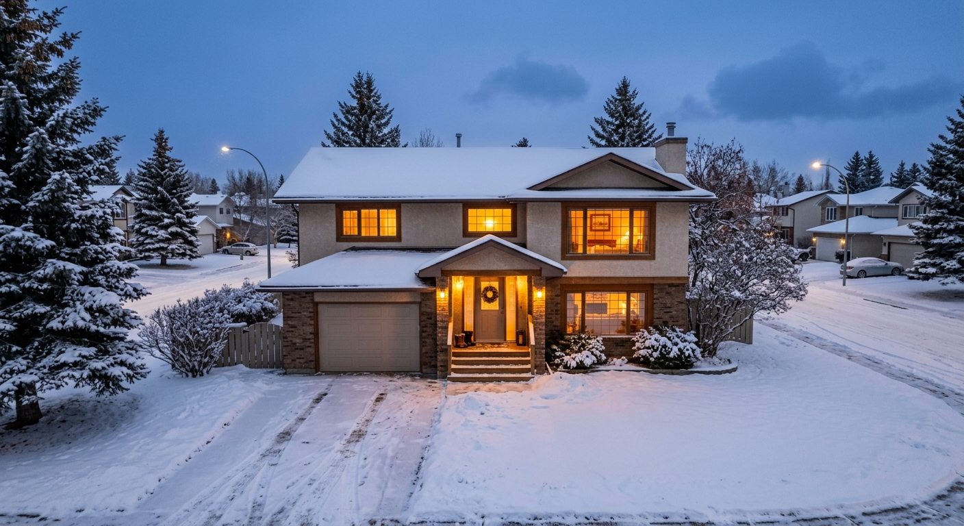 Canadian house exterior used to plan an overhead or underground electrical service entrance