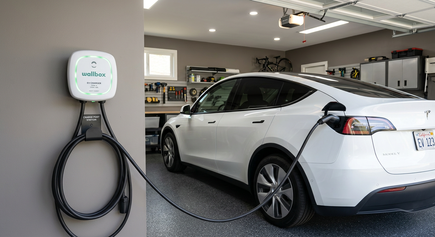 Electric vehicle charging in a Canadian residential garage