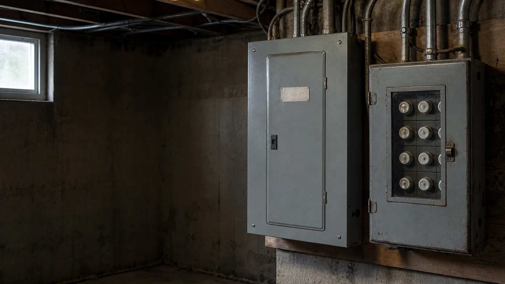 Older Canadian breaker panel and fuse panel documented for exact equipment identification